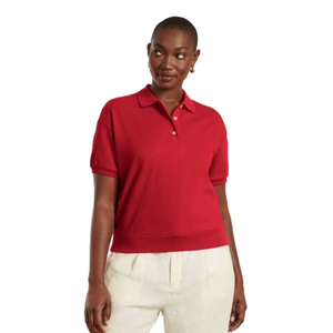 Everlane Womens Top Small Red Organic Cotton The Oversized Polo Goji Berry